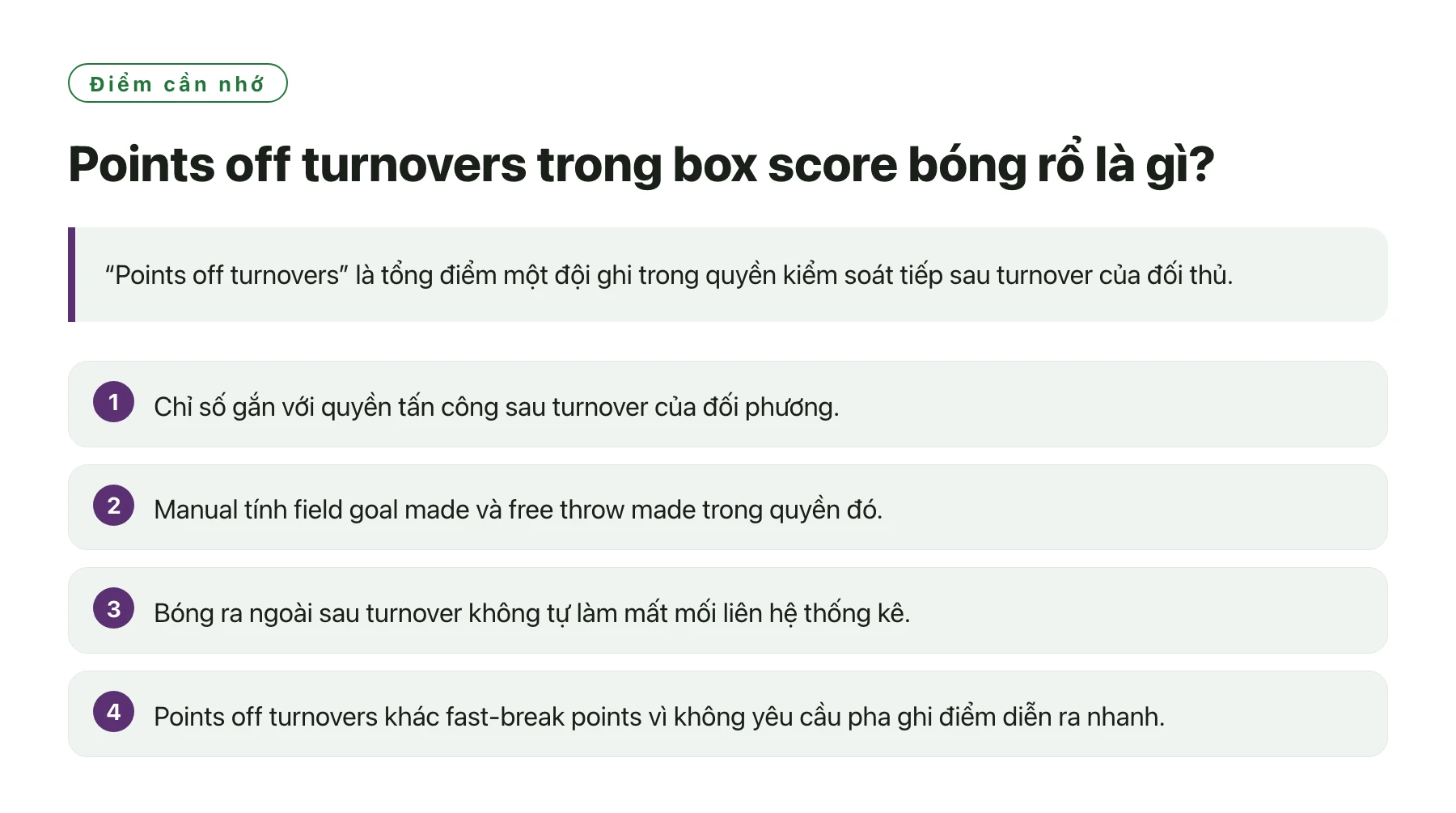 Points off turnovers trong box score bóng rổ là gì?——全文要点速览